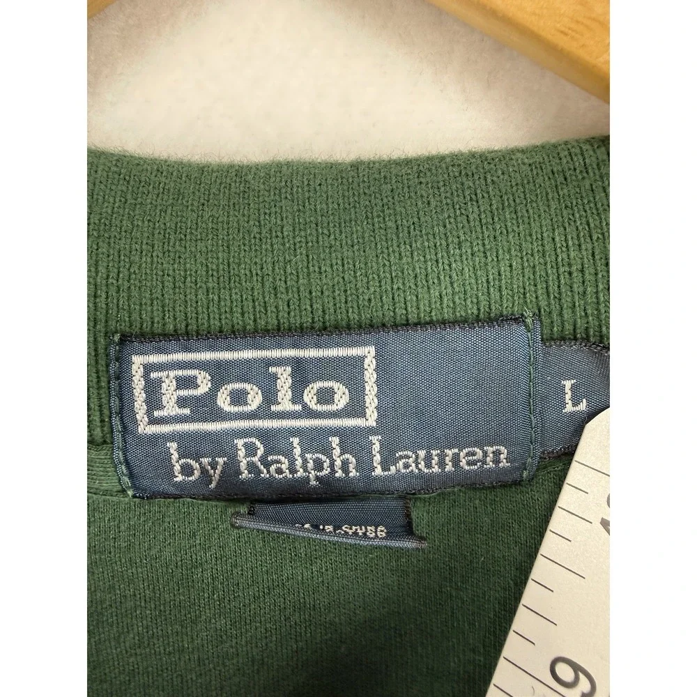 Polo Ralph Lauren Classic Green Cotton Short Sleeve Shirt Men's LG Orange Pony‎